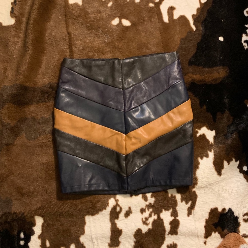 Vintage Bardot leather striped skirt